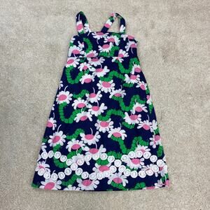 Lilly Pulitzer Girls Yum Yum Caterpillar Print Dress Hem Applique Size 8